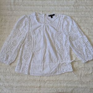 Banana Republic White Ruffled Blouse
